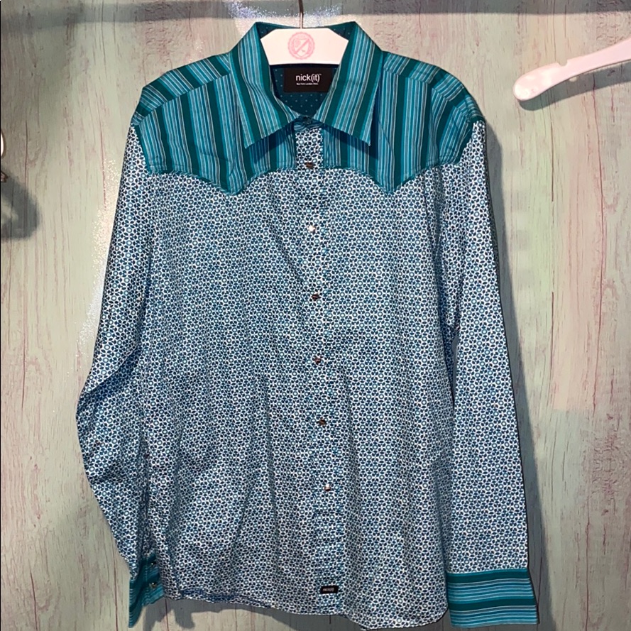 NickIt Nick Graham Turquoise Shirt Size Med